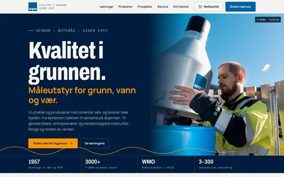 Forslag B på stor skjerm: mørk heltedel med overskriften Kvalitet i grunnen og T-200B på Tonstad